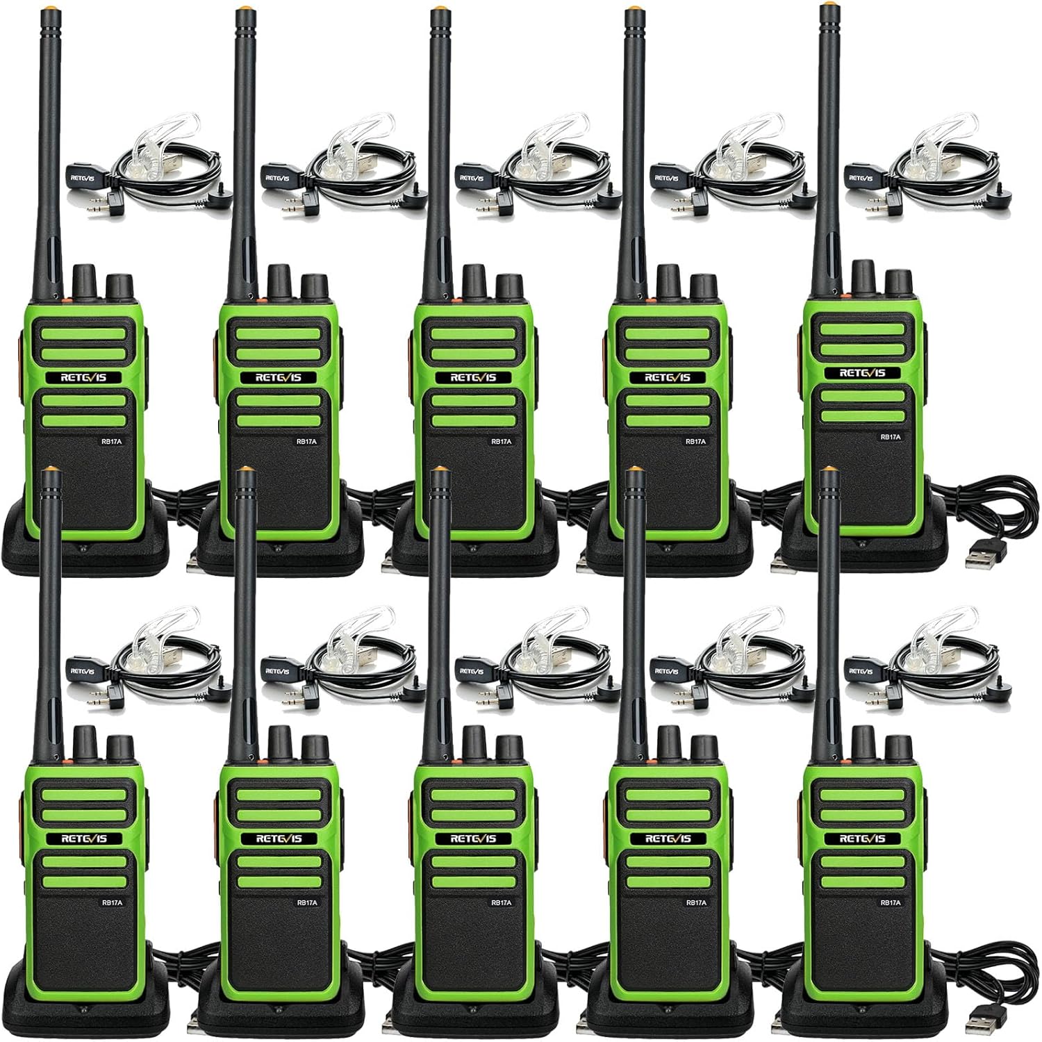Retevis RB17A Walkie Talkies Long Range, On-Site 30 Channels GMRS Business Radio, Repeater Capable, 350,000 Square Feet of Coverage for Warehouse Construction School(10 Pack)