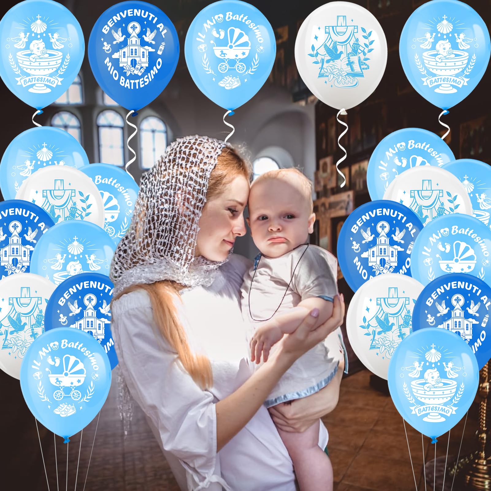 Palloncini Battesimo, Bimba, Bambina, Maschio, Festona Battesimo, Decorazione Battesimo