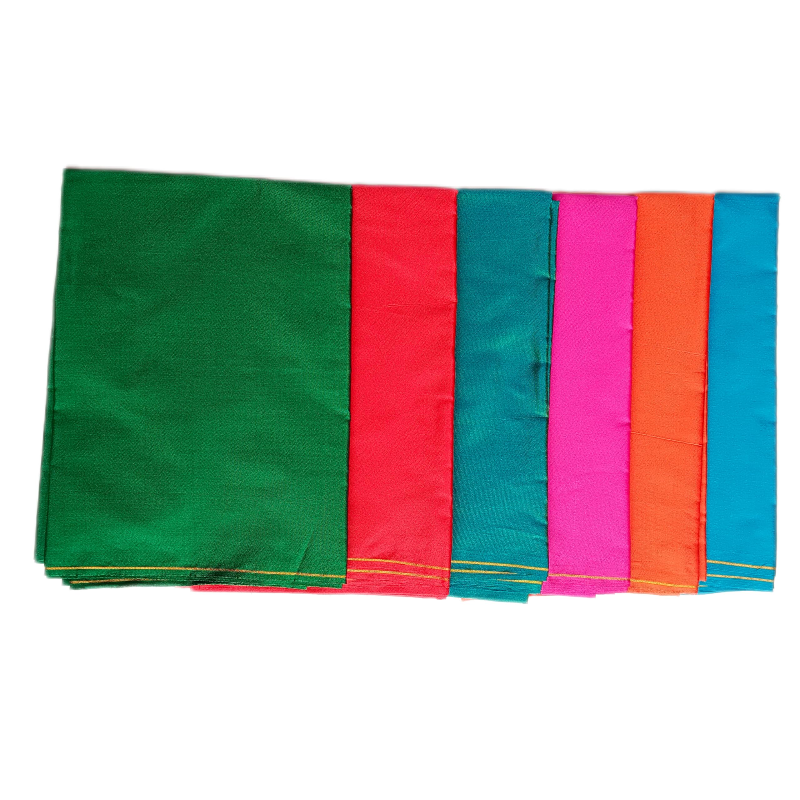 Butter Silk Plain Blouse Material | 6 Pieces - 1 Meter each | Pair with Silk sarees-image-34