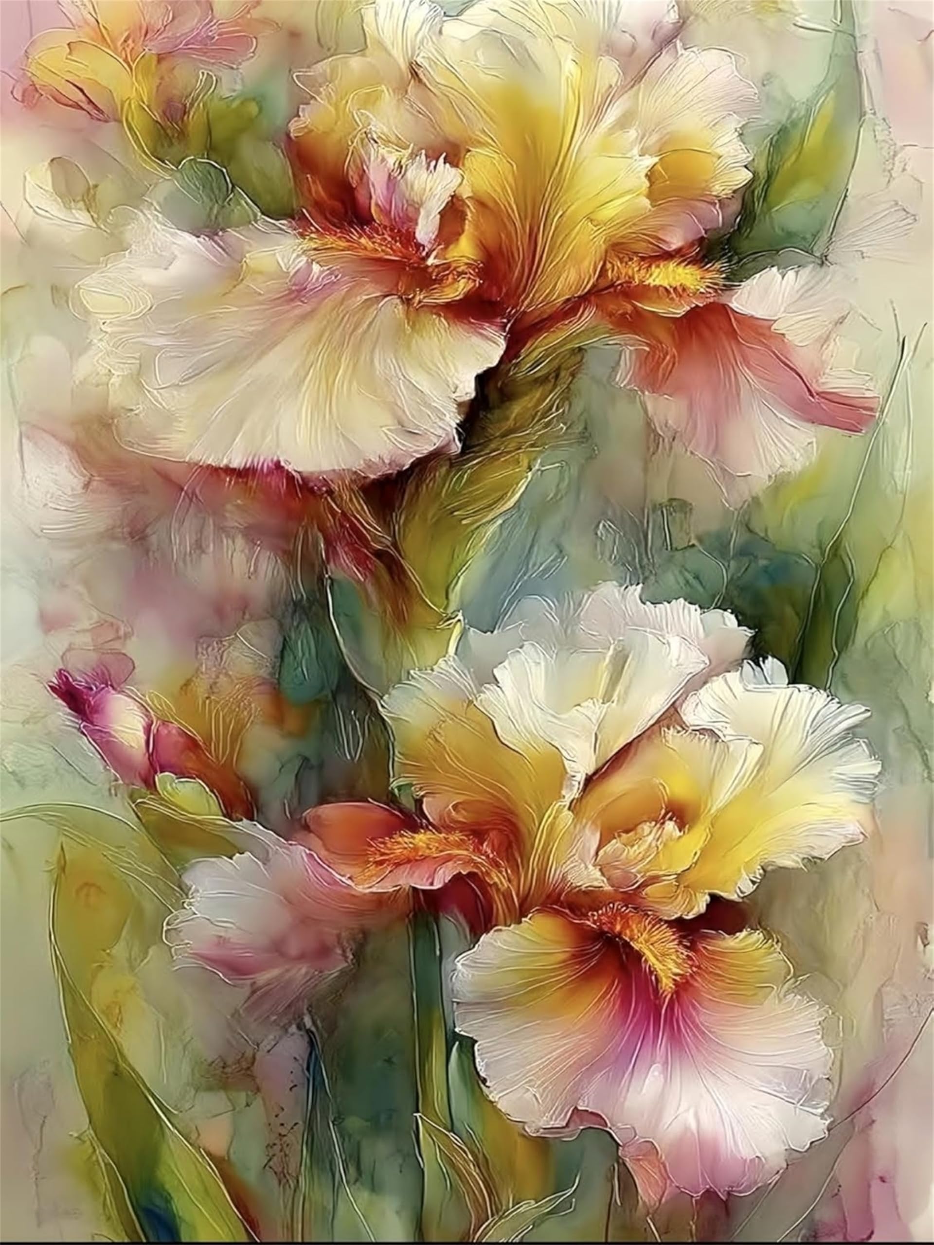 Formeyart Flowers Adult Paint by Number Kits,Iris Painting Kits on Canvas,Large Color by Numbers Watercolor Gifts for Friends Home Wall Decor