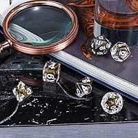 Vista 3 de DND - Juego de dados poliédricos RPG de 7 piezas para juegos de rol D&D (mezcla dorada, negro)