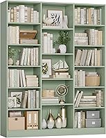 FACBOTALL Triple Wide 6-Tier Bookshelf, 74" Tall Green Bookcase with 17 Open Shelves for Living Room, Office, Library
