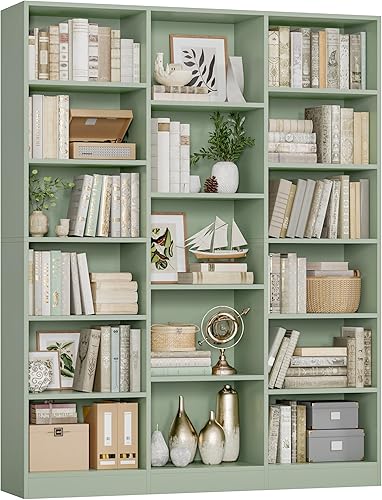 FACBOTALL Estantería triple ancha, estantería grande de 6 niveles, estantería con 17 estantes abiertos, estanterías de 74 pulgadas de alto y