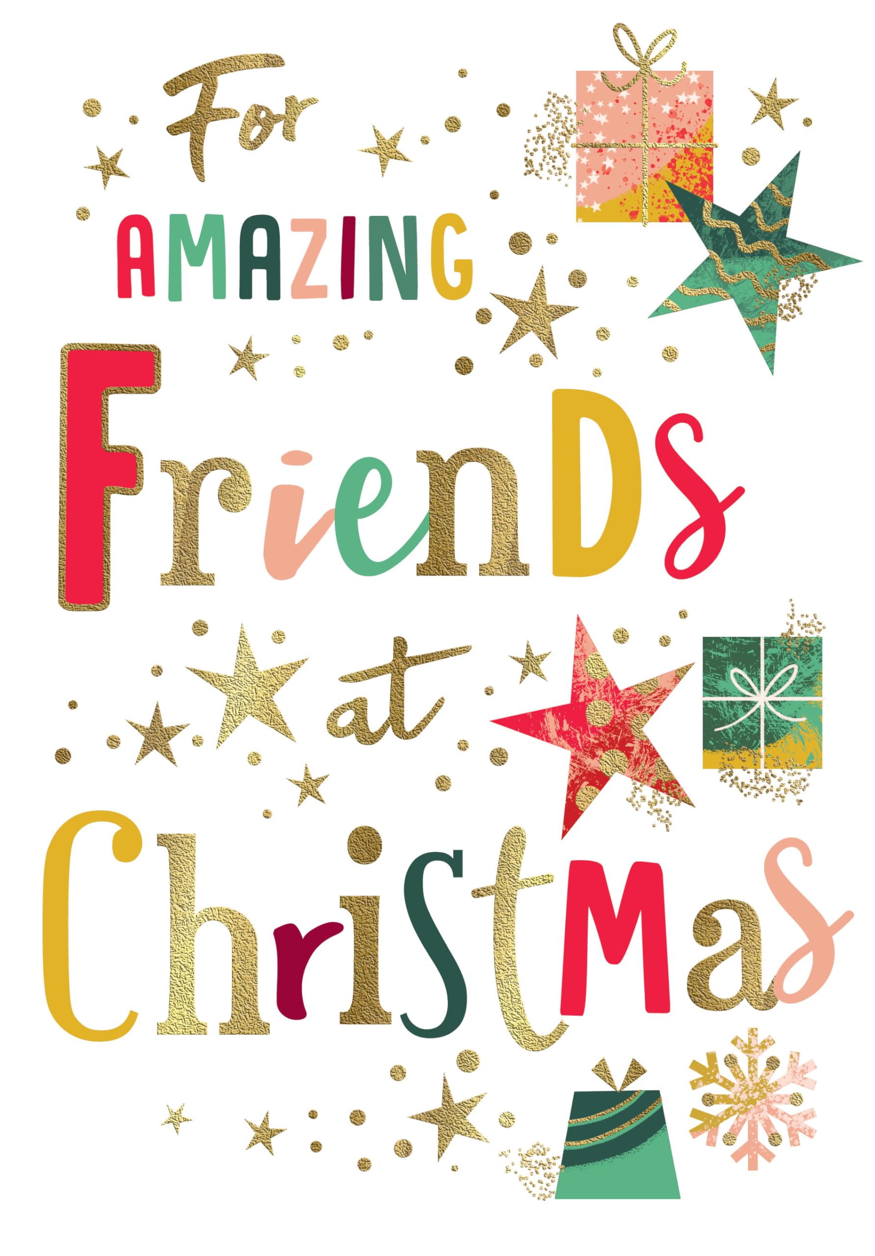 Avant Garde Studios Modern Christmas Card, Friends, white - 9 x 6 inches - Piccadilly Greetings