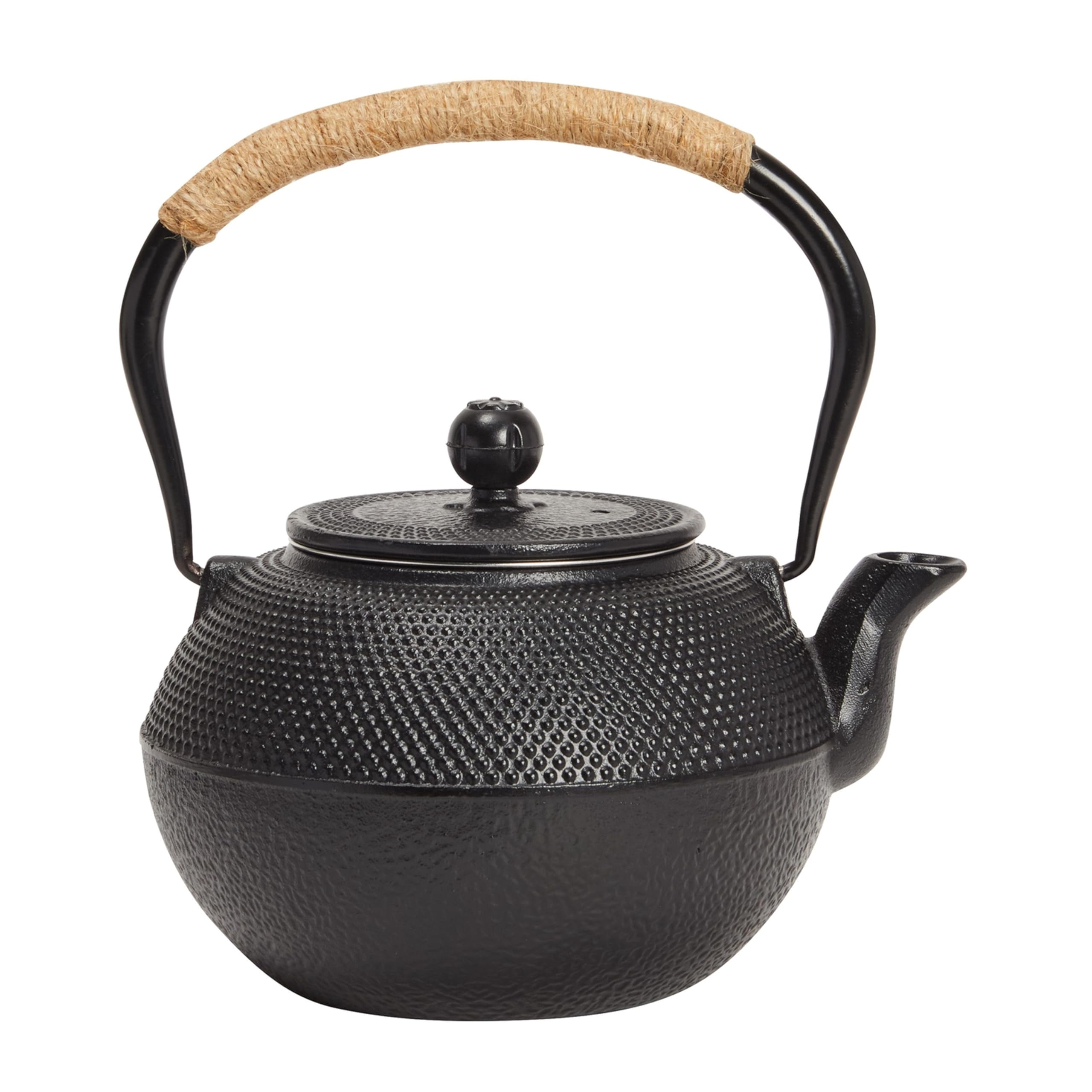 Juvale Japanisches Teeset mit Gusseisen-Teekanne (1200ml), Untersetzer und 2 Becher, Teeset im Tetsubin-Stil, Schwarz