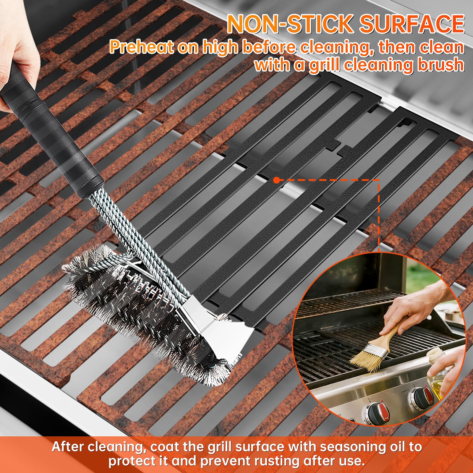 60 x 40 cm żeliwny ruszt do grilla gazowego, grilla na węgiel drzewny, BBQ i innych, emaliowany ruszt żeliwny, części zamienne, 1 sztuka (7638)