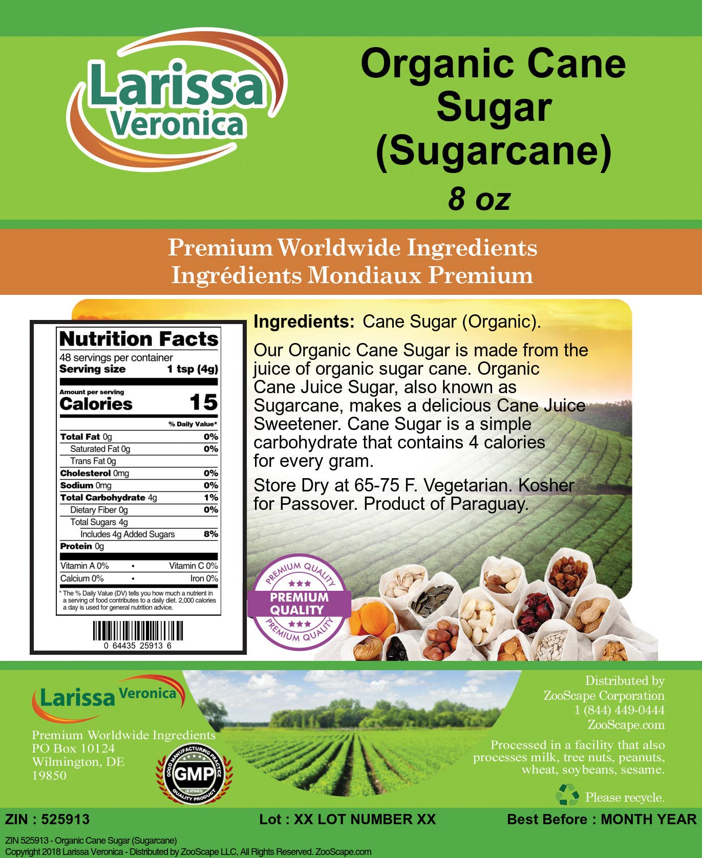 Amazon.com: Organic Cane Sugar (Sugarcane) (8 oz, ZIN: 525913)