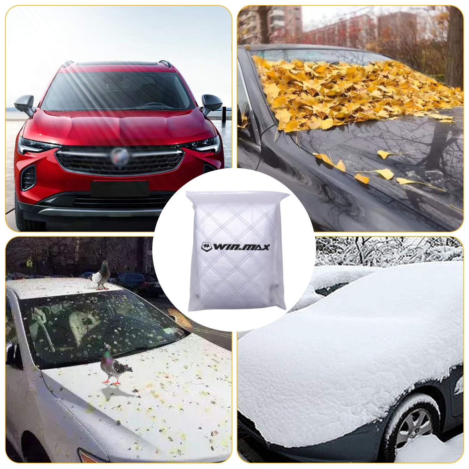 Copertura Parabrezza Auto,Parasole Auto Parabrezza Anteriore 3 magneti Ripiegabile Contro i Raggi UV per Auto, t roc, Jeep renegade, SUV, Furgoni 193 * 126cm Contro Neve Ghiaccio Gelo Polvere Sole