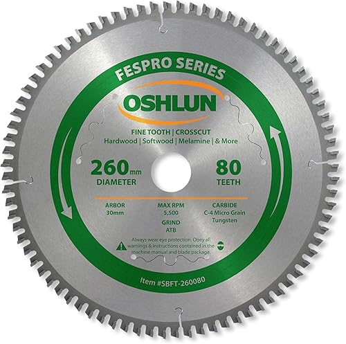 Miniatura 3 de Oshlun SBFT-260068A 10.236 in 68 dientes FesPro no ferroso TCG hoja de sierra con eje de 1.181 in para Festool Kapex KS 120