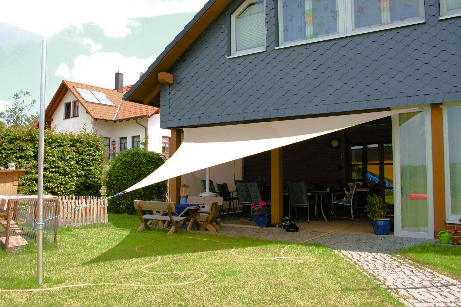 Sonnensegel Stahlmast Mast Set Segel Sonnensegelmast Sonnensegelpfosten (2X MastSet)