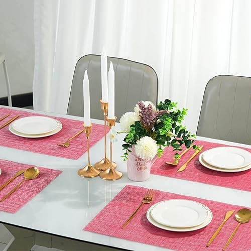 Miniatura 5 de Juego de 6 manteles individuales, antideslizantes, tejido de PVC, fáciles de limpiar, resistentes al calor, para cocina, comedor, decoración