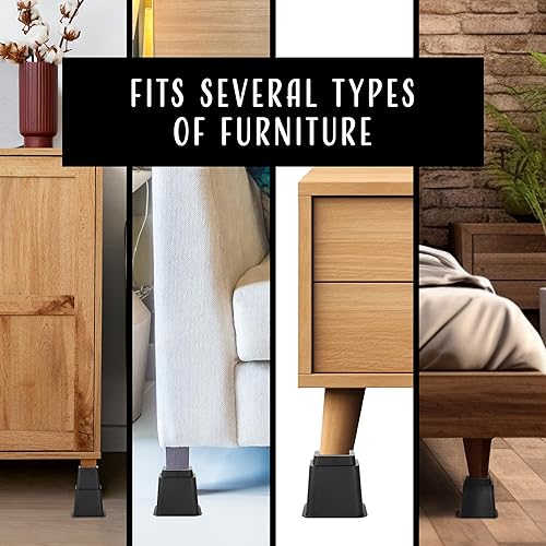 Miniatura 5 de HOLDN' STORAGE Elevadores de cama, elevadores de muebles de 5 pulgadas, juego de 4 elevadores de cama resistentes, perfectos para dormitorios