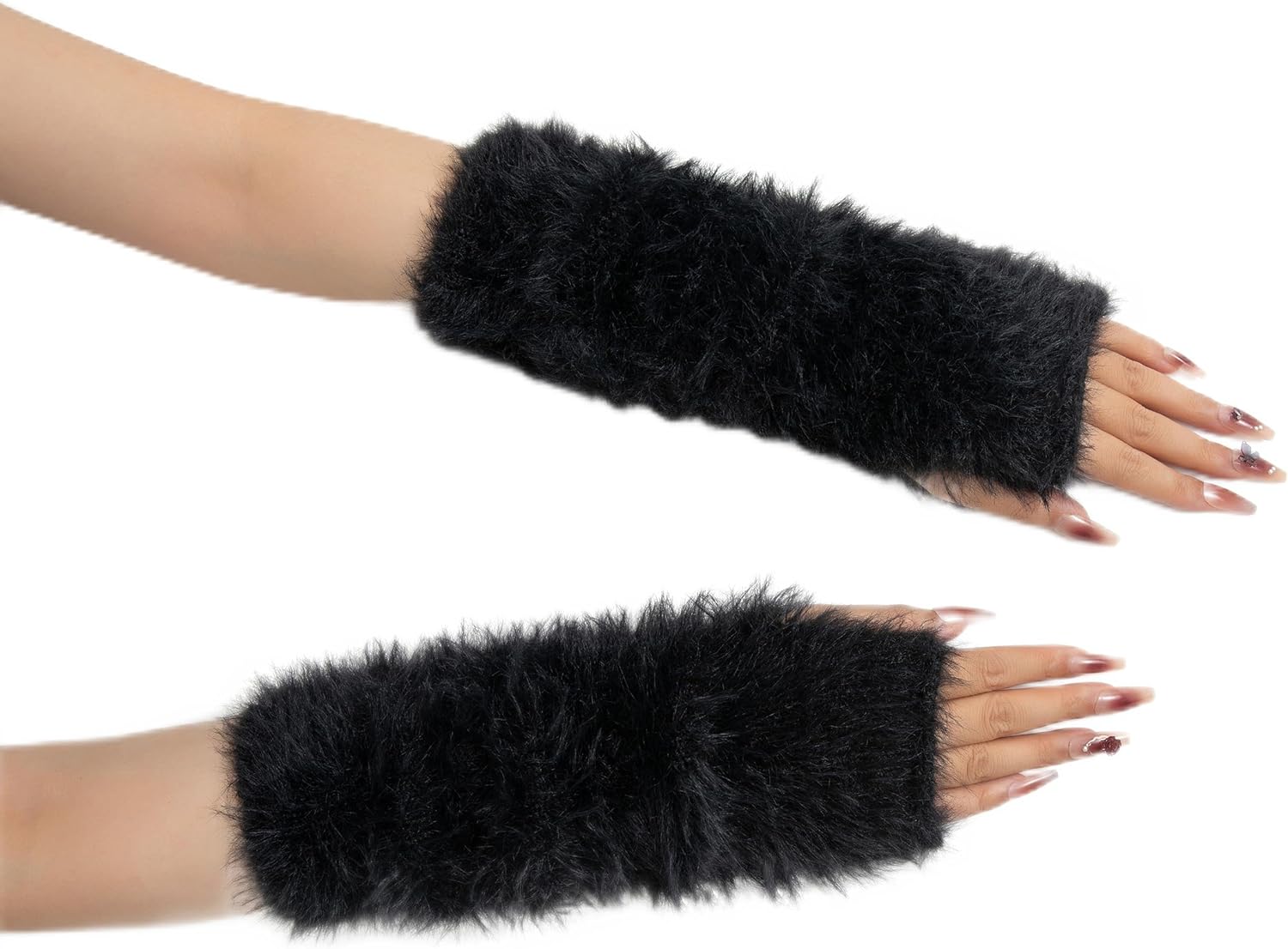 F Flammi Arm Warmers Women Kawaii Japanese Harajuku Y2k Arm Warmer for Girls Velvet Fingerless Gloves Knitted Arm Sleeve