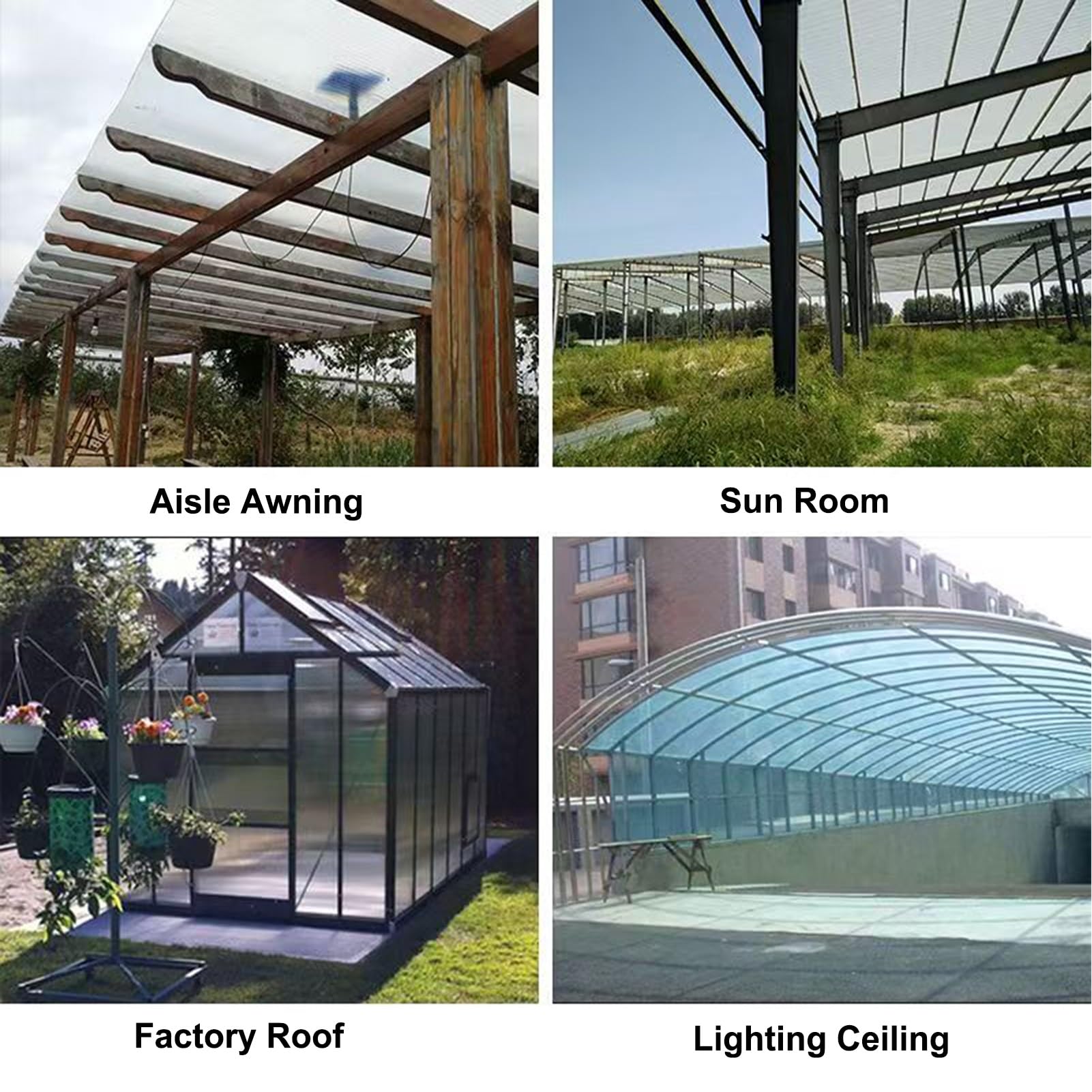 Lámina De Policarbonato Para Techos - Rollo Transparente 1mm Impermeable, Fácil De Cortar E Instalar Para Invernadero Marquesina Cochera Jardín (1mx1m/3.3x3.3ft)