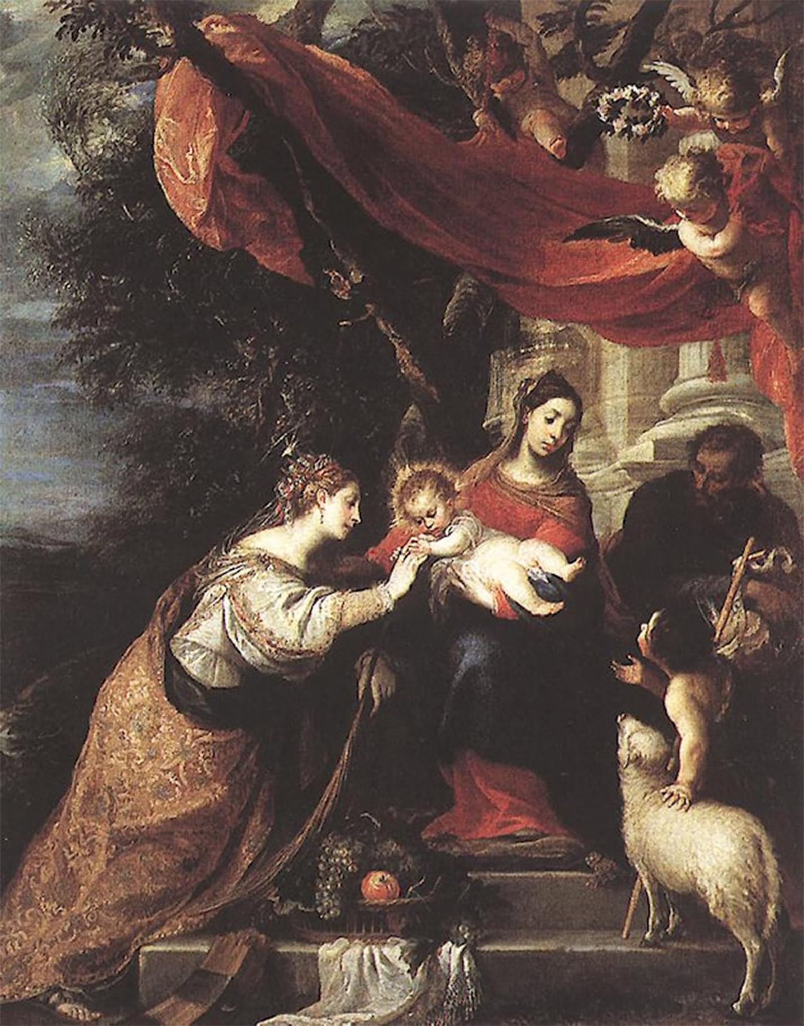 HRJUBWREE Retro Picture Art Painting Wall Poster The Mystic Marriage of St Catherine Cerezo Vintage Art Print for Office Decor 60x90cm