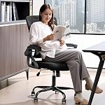 Chaise de bureau ergonomique, chaise de bureau de Mesh avec support Lombar, chaise d'arrière avec armoiries rabattables,400 lbs Comfy chaise d'ordinateur pour le bureau intérieur (noir)