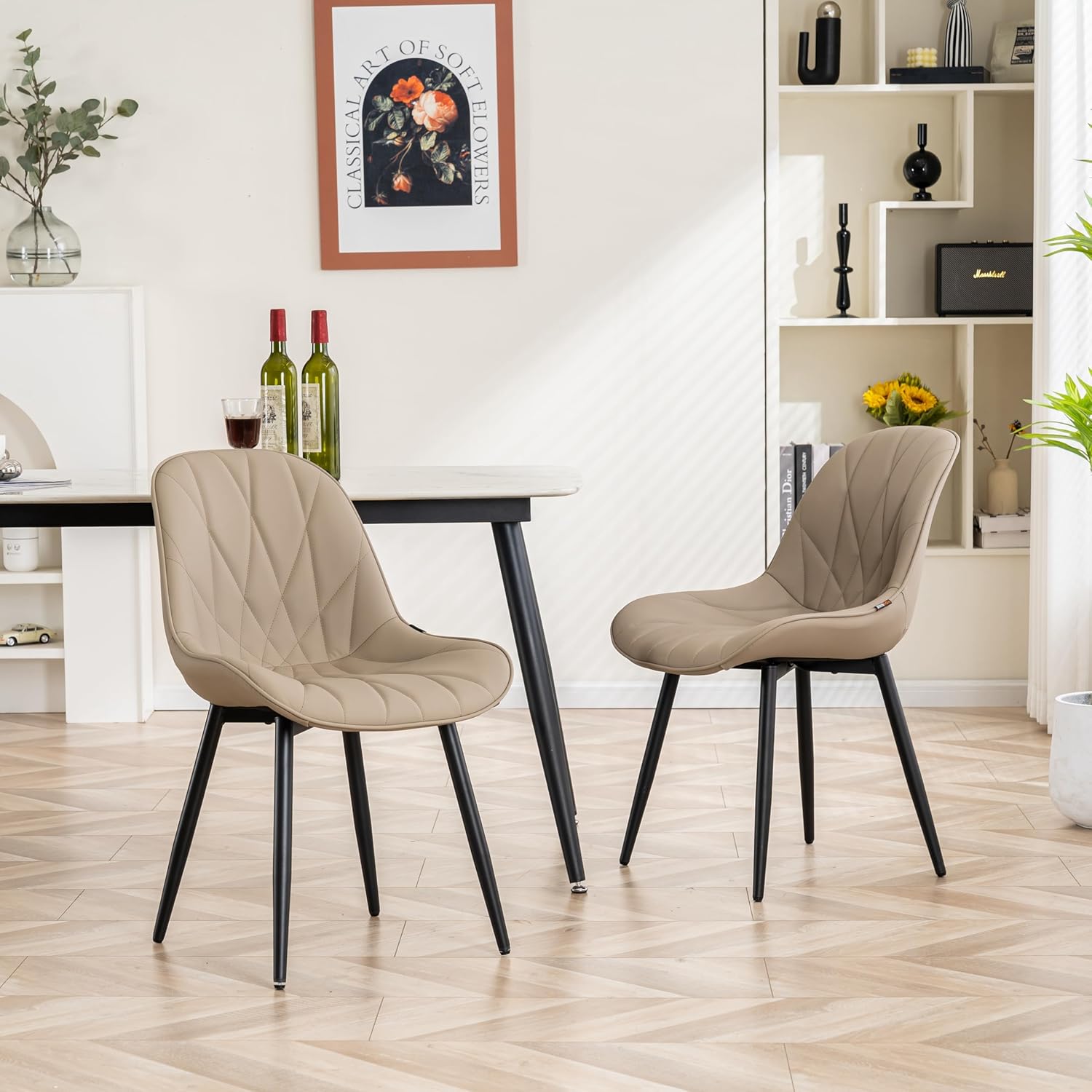 YOUNIKE Dining Chairs Set of 2, Khaki Modern Armless