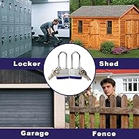 Vista 8 de SEPOX® 20-Pcs Pack Keyed-Alike Lock Set Sturdy Hardened Steel Long Shank Secure 1-9/16" 40MM Heavy-Duty Body Same Keys 2 Pcs Each Superb