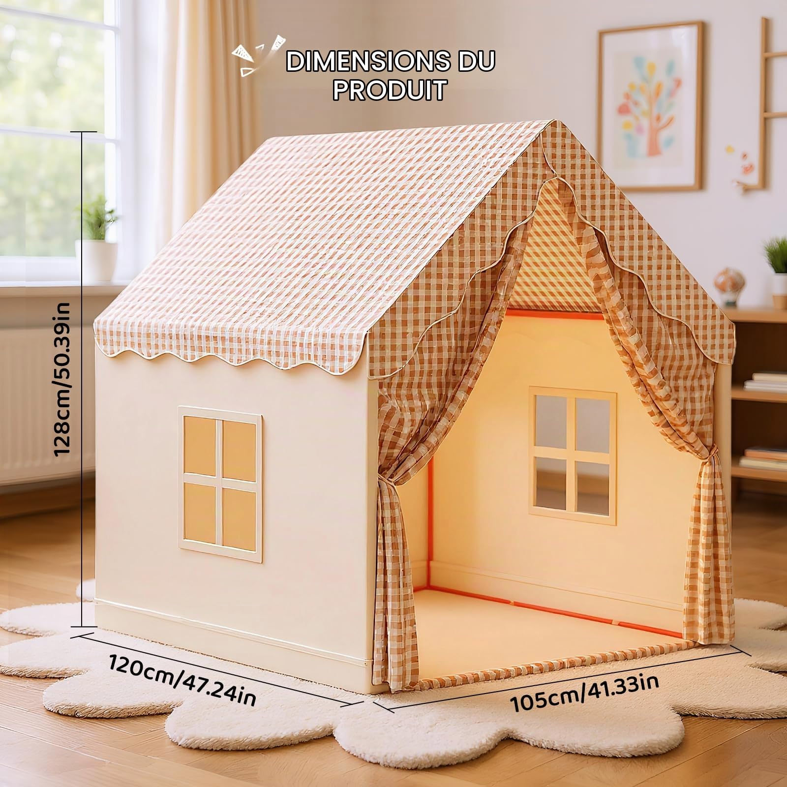 Tente de Jeu Enfant avec Rideaux Interchangeables 3-4 Enfants