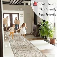 Cekene Boho Futószőnyeg 80x300 cm - Mosható, Csúszásmentes Hosszú Szőnyeg Konyhába, Előszobába, Hálóba - Vintage Mintás Poliészter Szőnyeg 2