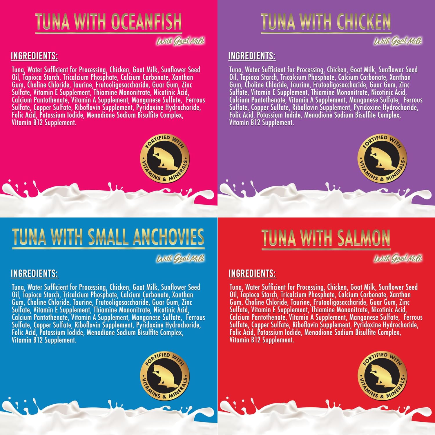 Fussie Cat Super Premium Canned Wet Cat Food in Goat Milk Gravy -2.47 oz Cans - Variety Pack of 12 Cans - 4 Flavors Plus Hotspot Can lid