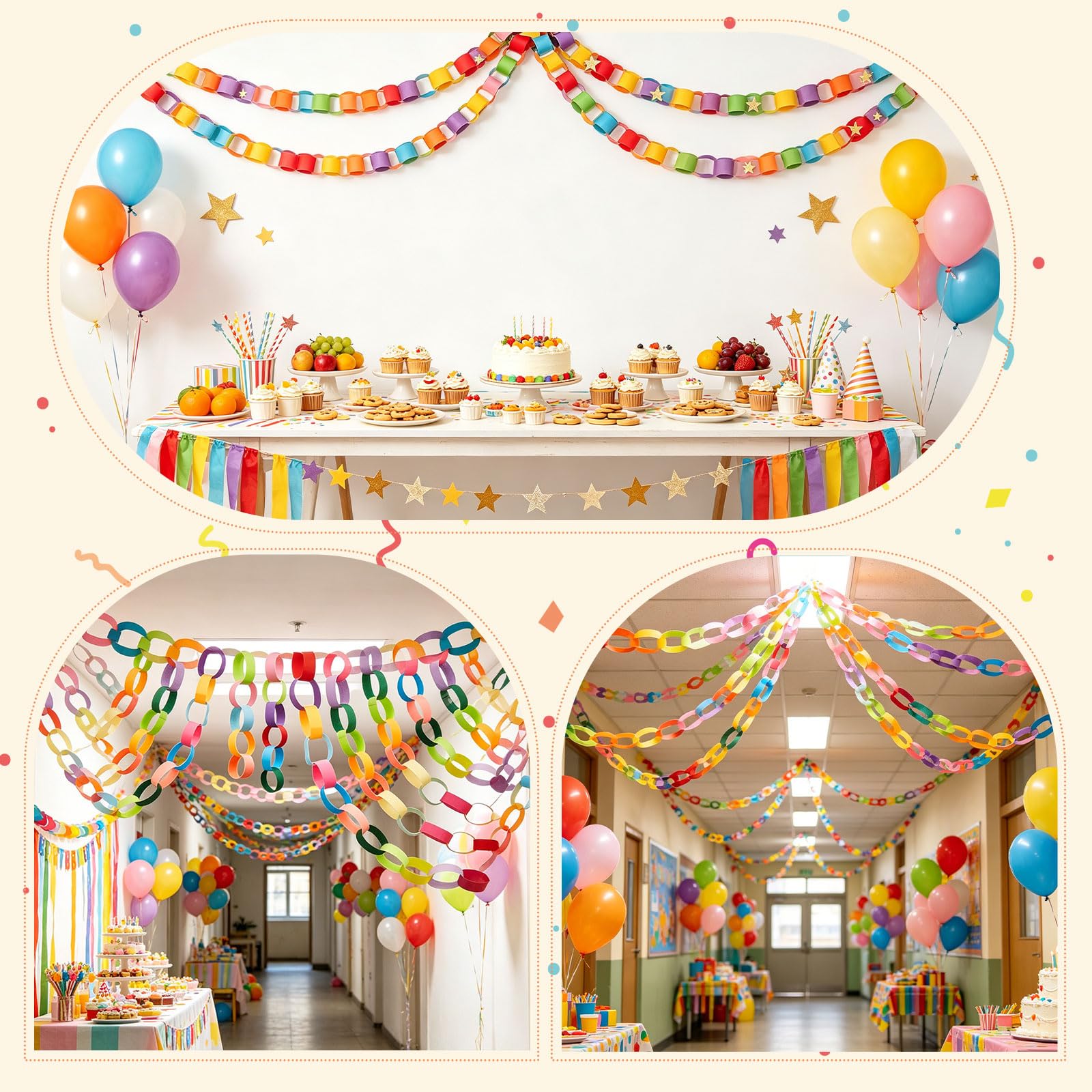 Kit per ghirlanda di carta, 500 pezzi, 10 colori vivaci | Catena di carta fai da te per aula casa, compleanno, matrimonio, festival, decorazione per feste (500, 2,36 x 21,6 cm)