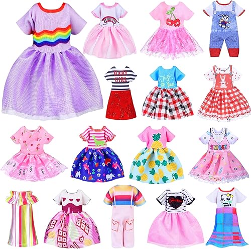 Hungdao 16 piezas de ropa de muñeca para niña y niño, trajes encantadores, ropa de muñeca de 6 pulgadas, accesorios para cumpleaños de niños