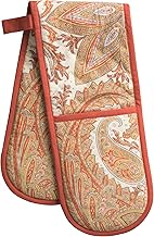 Maison d' Hermine Double Oven Mitt (7" x 35") 100% Cotton Heat Resistant BBQ Cooking Gloves with Loop for Thanksgiving Christmas Decorations Baking Cooking Barbeque Handling Hot Pan (Kashmir Paisley)