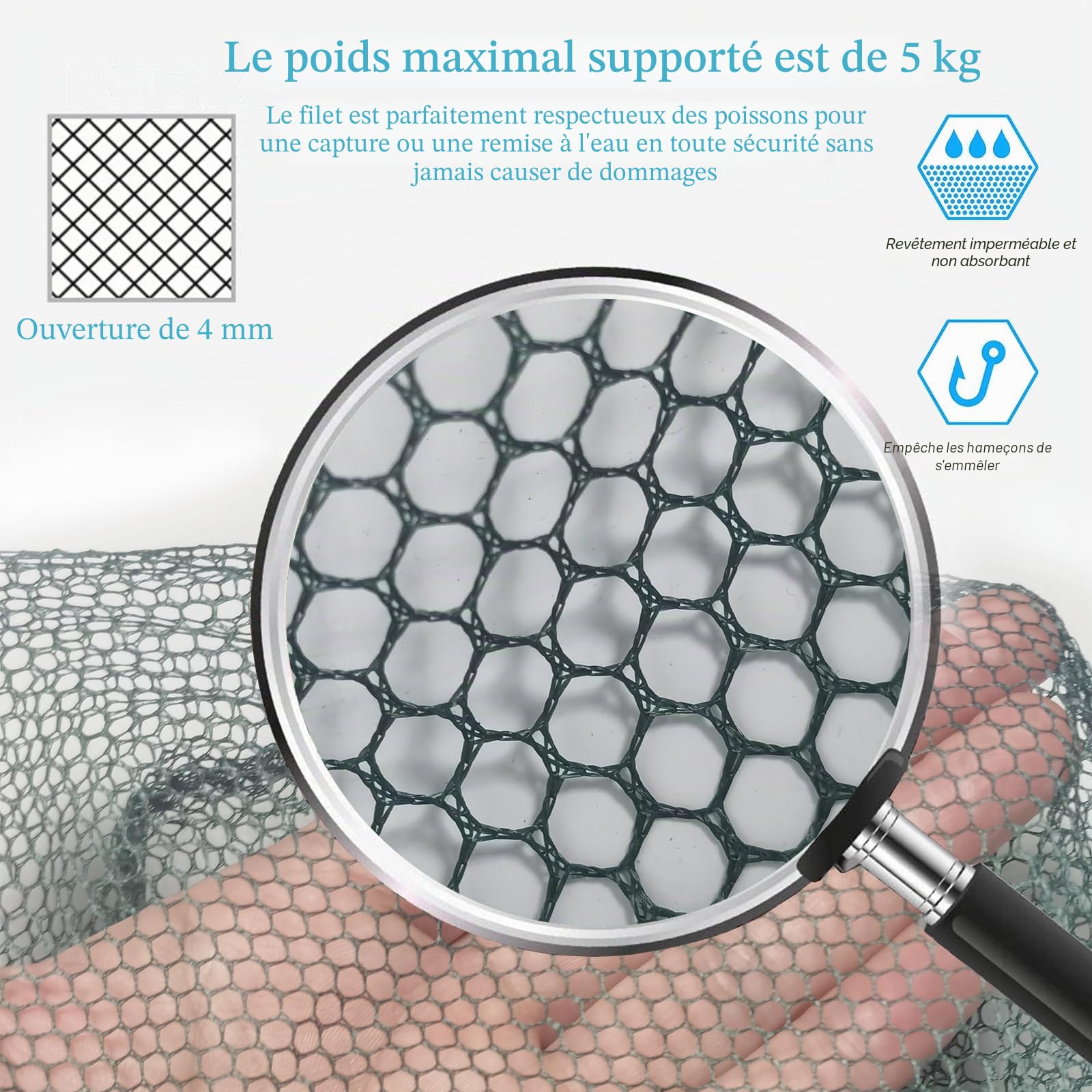 Épuisette de Pêche Pliable,190cm Long Manche Téléscopique,Poteau en Alliage d'Aluminium 4 Section/Filet Nylon Triangulaire,Extensible de 37 à 68 Pouces,pour Carpe Truite Crevette Etang Bassin Poisson