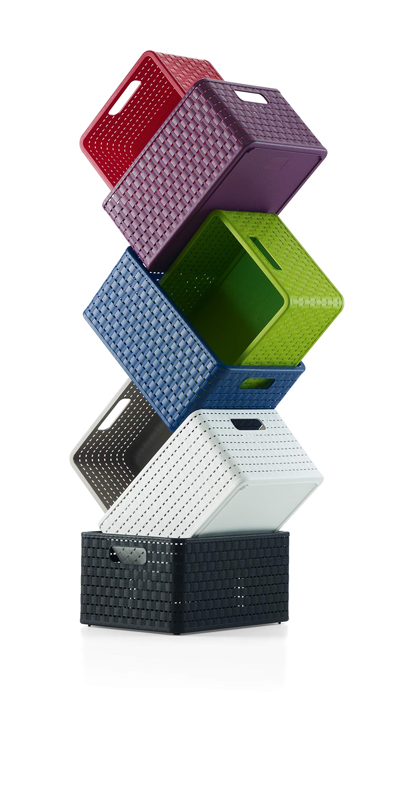 Rotho, Country, Storage box 11 l in rattan-look A5, Plastic (PP) BPA-free, white, A5+/11l (32,8 x 23,8 x 16,0 cm)