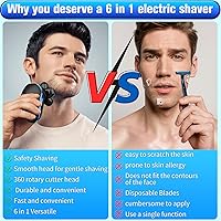 Vista 6 de Afeitadora de cabeza para hombres, afeitadora eléctrica 6 en 1 mejorada para hombre, afeitadora de cabeza calva, afeitadora inalámbrica
