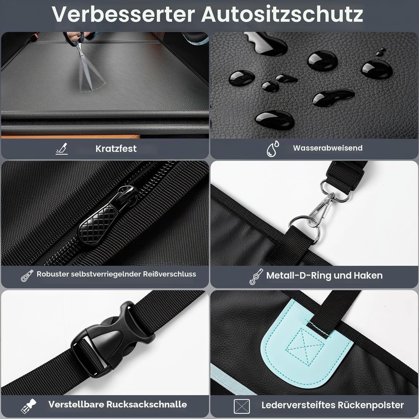Rücksitzverlängerung für Hunde mit PU-Leder, abnehmbarer harter Boden, Autositzbezug für Hunde, hält 180 kg, große Rücksitzverlängerung für Hunde, Hundehängematte für Auto, SUV mit