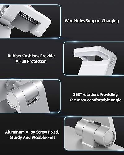 Miniatura 4 de Maxonar Soporte para tablet para escritorio, tableta de carga giratoria de aleación de aluminio ajustable de 360, iPad Pro Air Mini soporte para