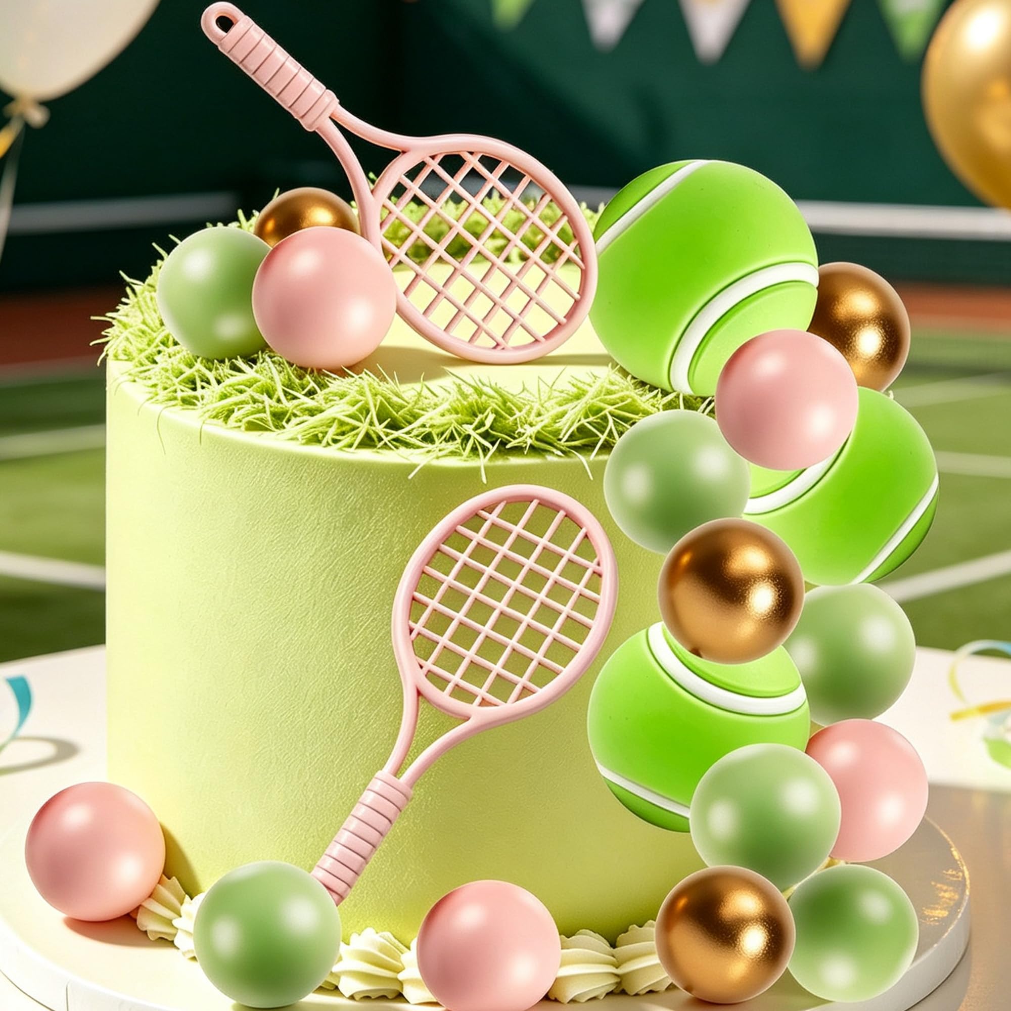 Tennis Player Cake Topper Sporty Tennis Cake Decorations Happy Birthday Ornaments for Tennis Themed Birthday Party and Baby Shower Supplies