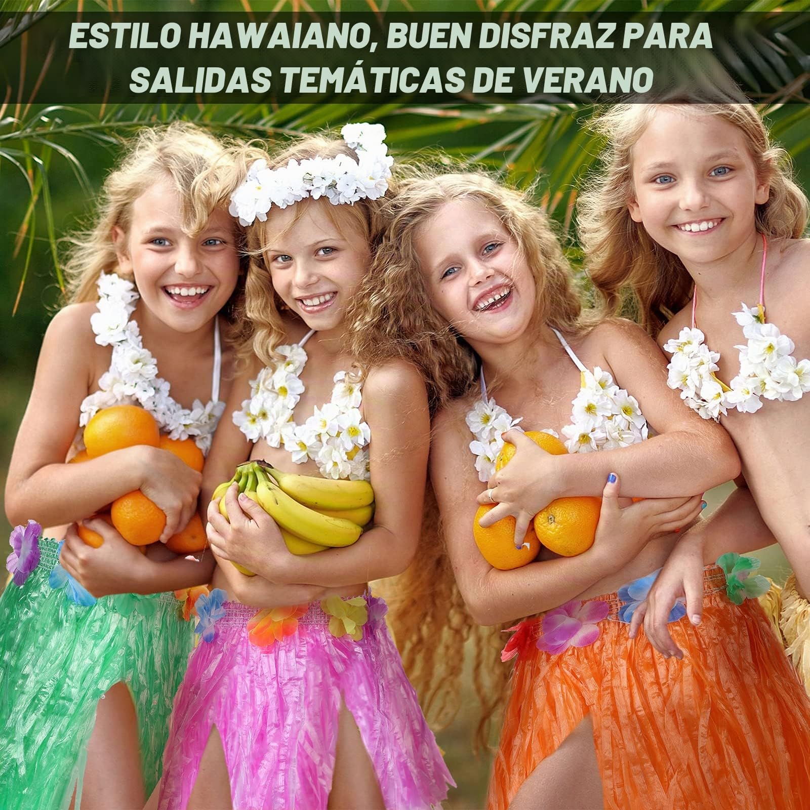 Sumind 30 Faldas de Luau Hula Coloridas para Niñas, 12 Pulgadas