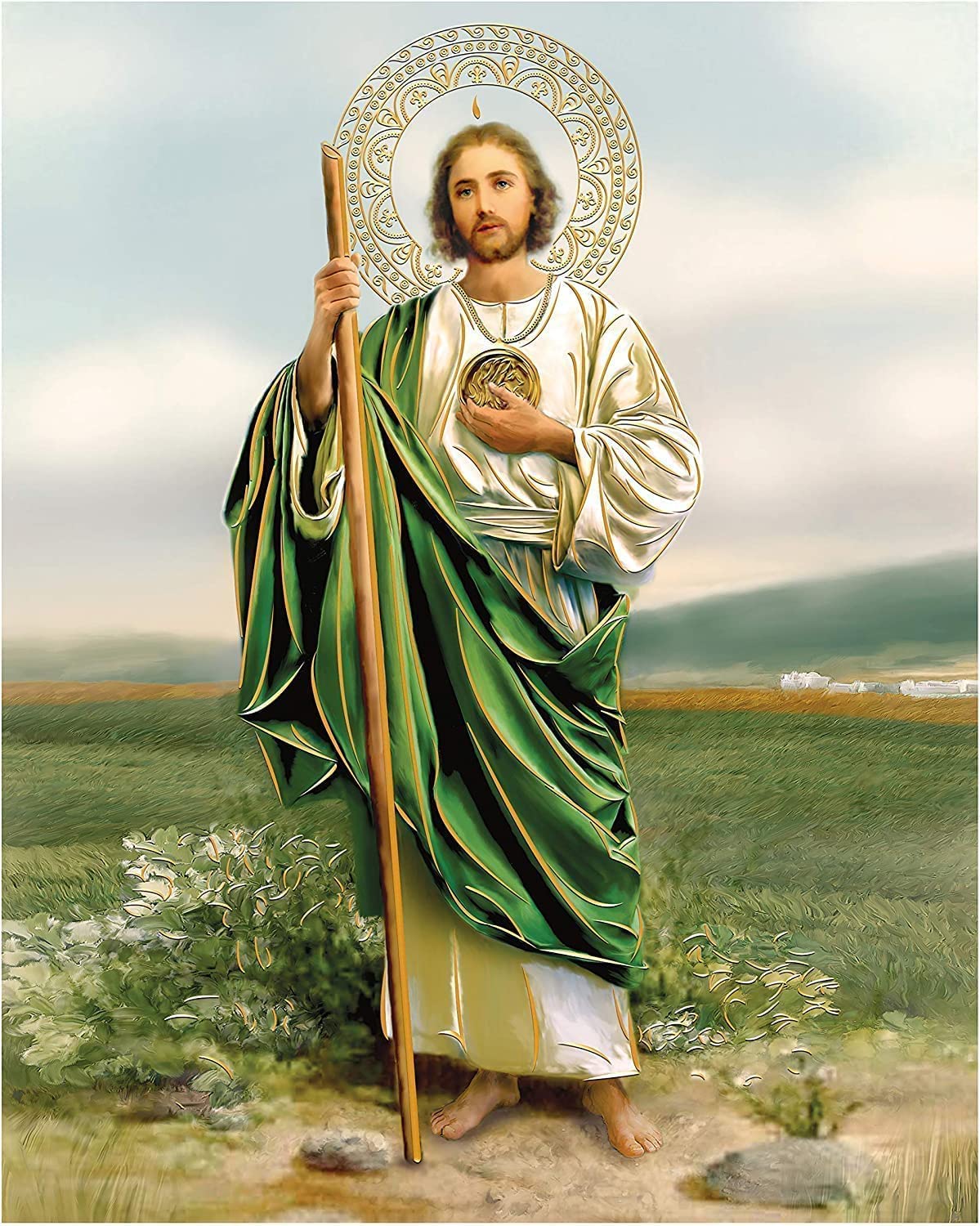 Saint Jude Religious for Home Wall Decor Vintage Metal Sign Plaque Metal Fun Tin Sign Entrance Decoration Gallery Wall Sign 5.5x8inch