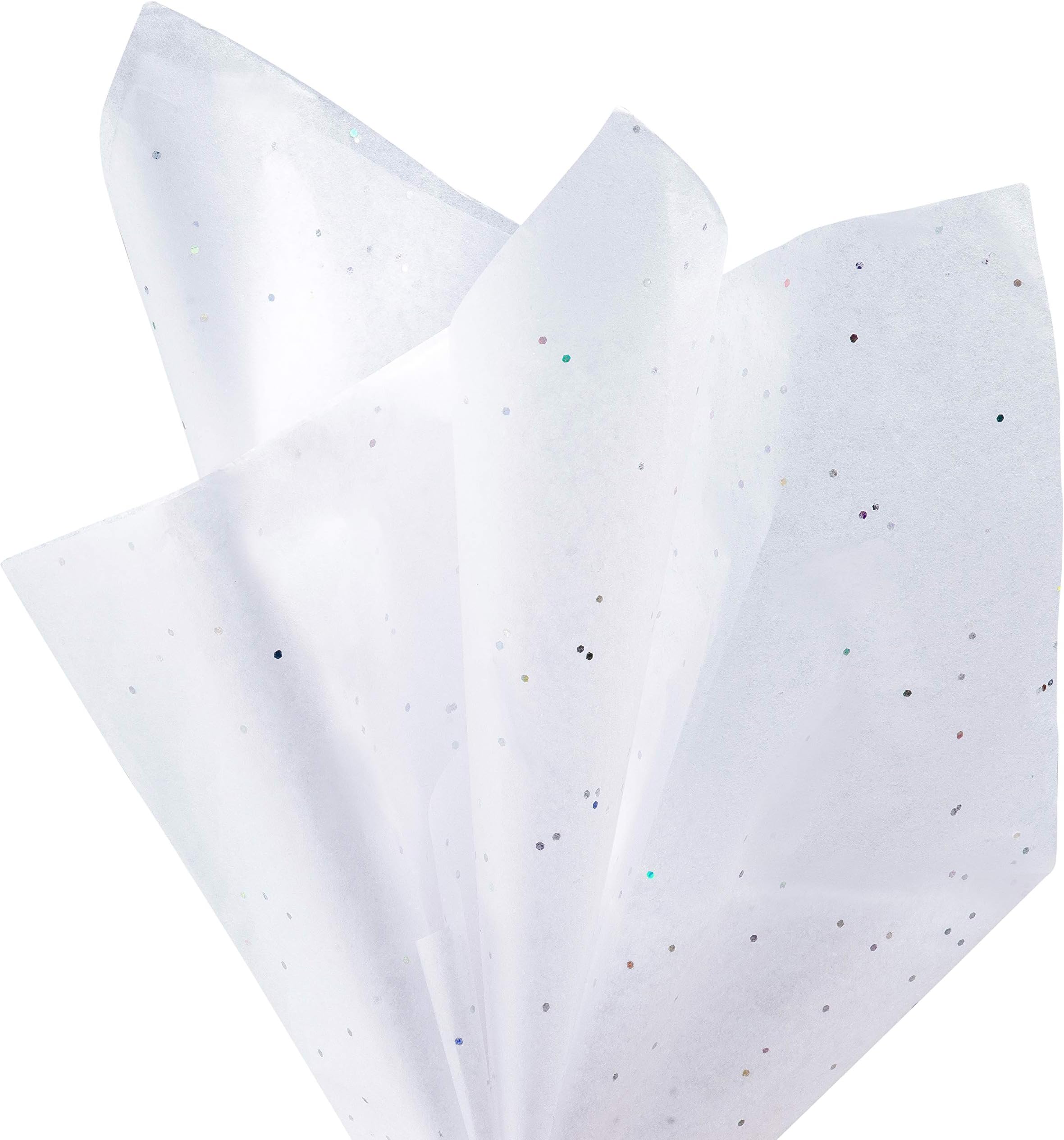 Gift Tissue Paper Bulk - 60-Sheet Gift Wrapping Tissue Paper with Glitter, 20 x 26 Inches, Gift Bag Tissue Paper Gift Wrap, White Colored Tissue Paper, Paper Craft Supplies