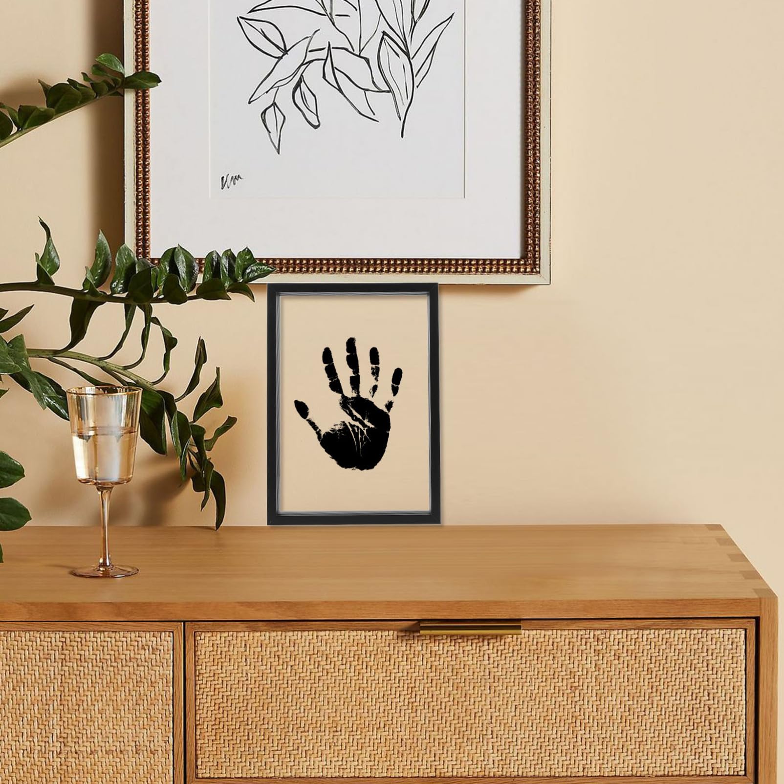 MAGICLULU Holz Fotorahmen für Familien Handabdrücke Selbstgemacht Kunstdruckrahmen mit Klarem Acryl und Ständer Freistehend für Tischdeko als Erinnerung