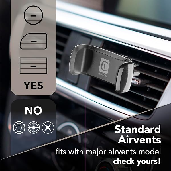 cellularline - Spin Air - Supporto Smartphone da Auto - Compatibile con Bocchette di Aerazione Standard - Rotazione a 360° - Accesso a Tasti, connettori e Display del Telefono - Nero - 2