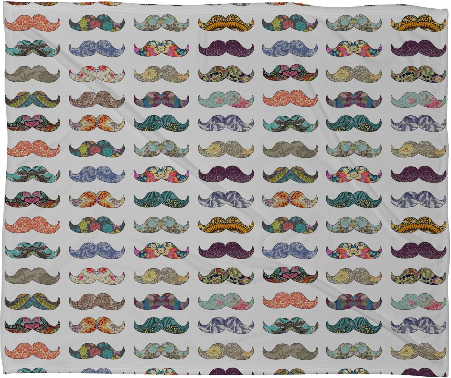 Deny Designs Bianca Green Mustache Mania Fleece Throw Blanket, 30 x 40
