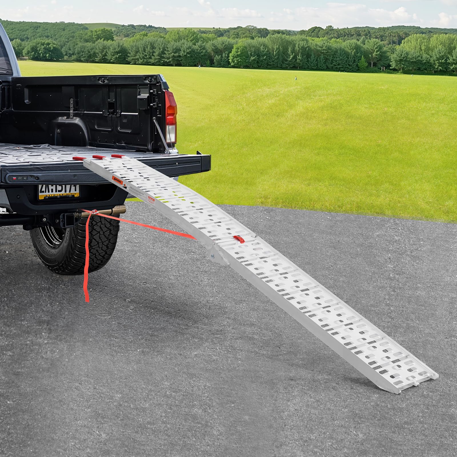 VEVOR Rampas de Aluminio Capacidad Carga 340 kg 1 Pieza Rampas Resistentes 2285 x 305 x 50 mm Rampa de Carga Estable Universal con Asas, Aptas para ATV, UTV, Motocicletas, Bicicletas Eléctricas