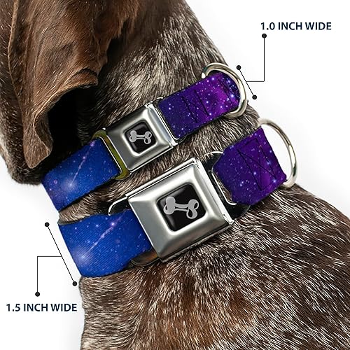 Miniatura 2 de Collar de perro hebilla de cinturón de seguridad Galaxy Blues Purples 16 a 23 pulgadas 1.5 pulgadas de ancho