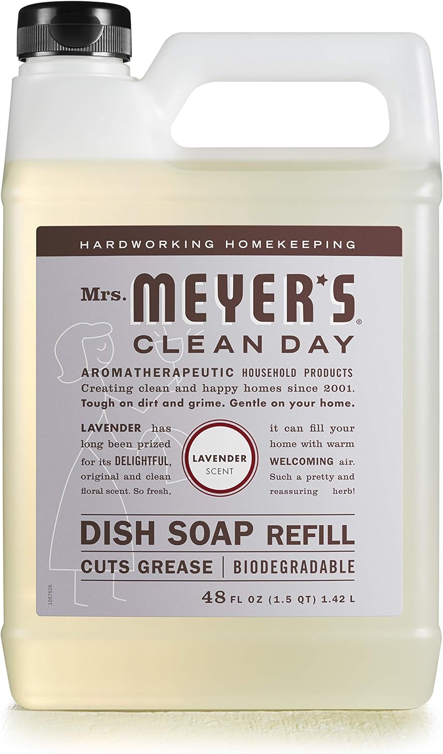Mrs. Meyer's Clean Day Dishwashing Liquid Dish Soap Refill, Cruelty Free Formula, Lavender Scent, 48 oz : Health & Household