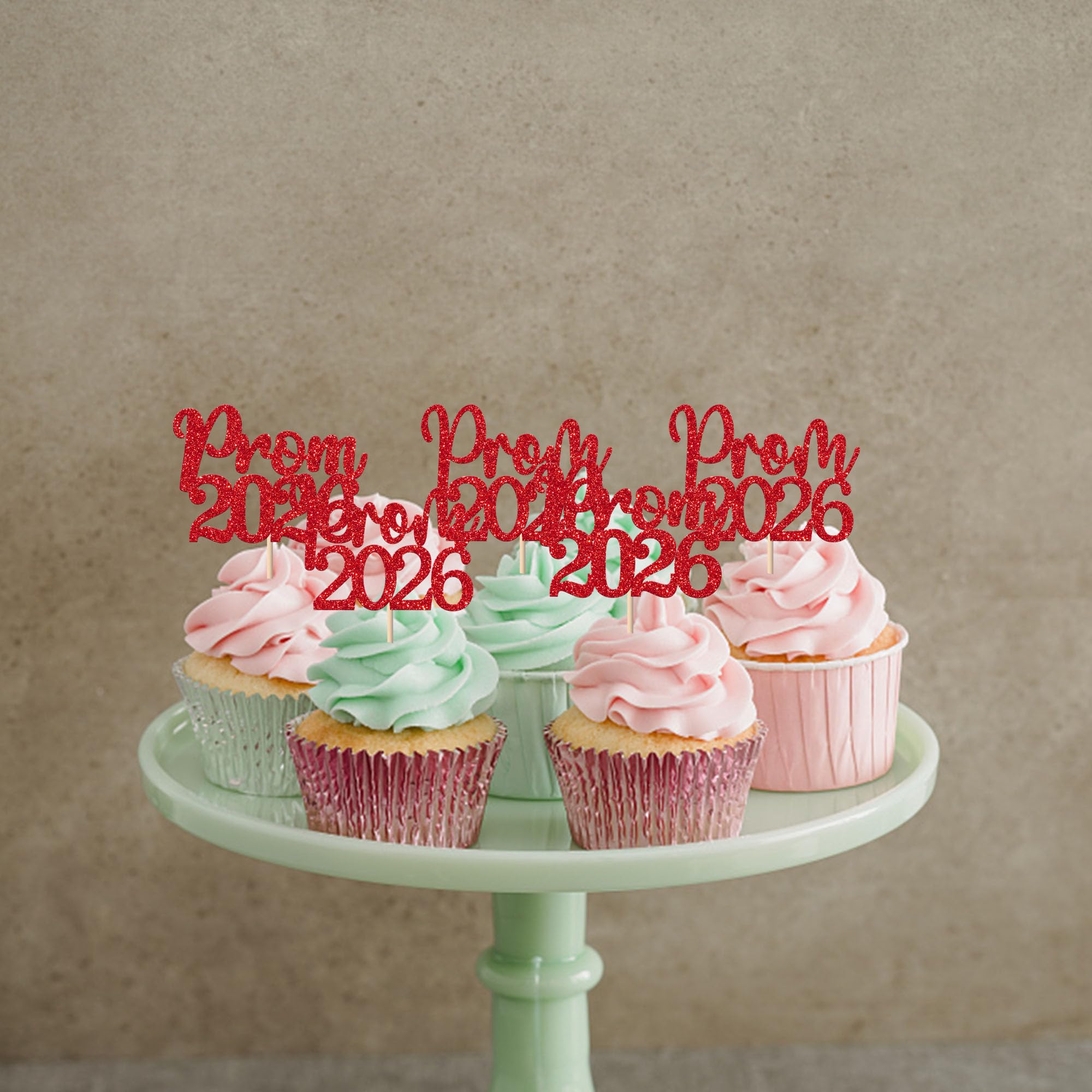 SYKYCTCY 24 Pack 2026 Graduation Cupcake Toppers Glitter 2026 Prom College Cupcake Picks for Congrats 2026 Graduation Class of 2026 Theme School Party Cake Decoration Supplies Red - Image 4