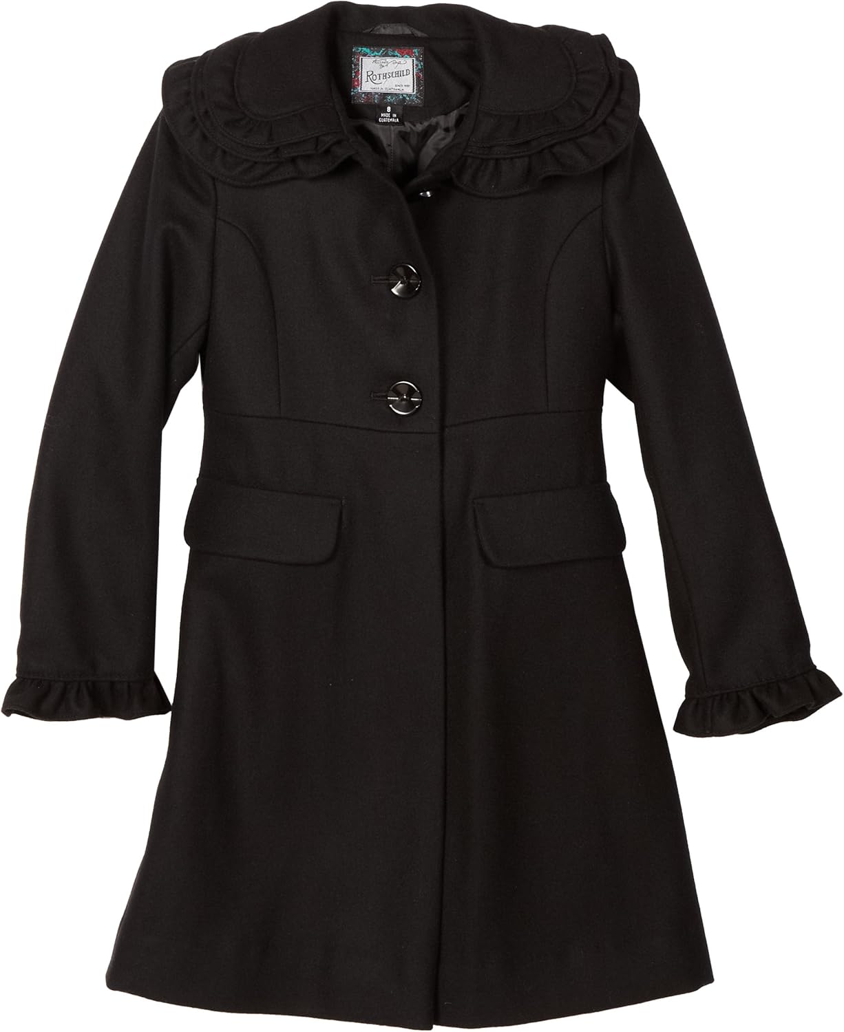 Rothschild Big Girls' Multi Ruffle Collar Coat