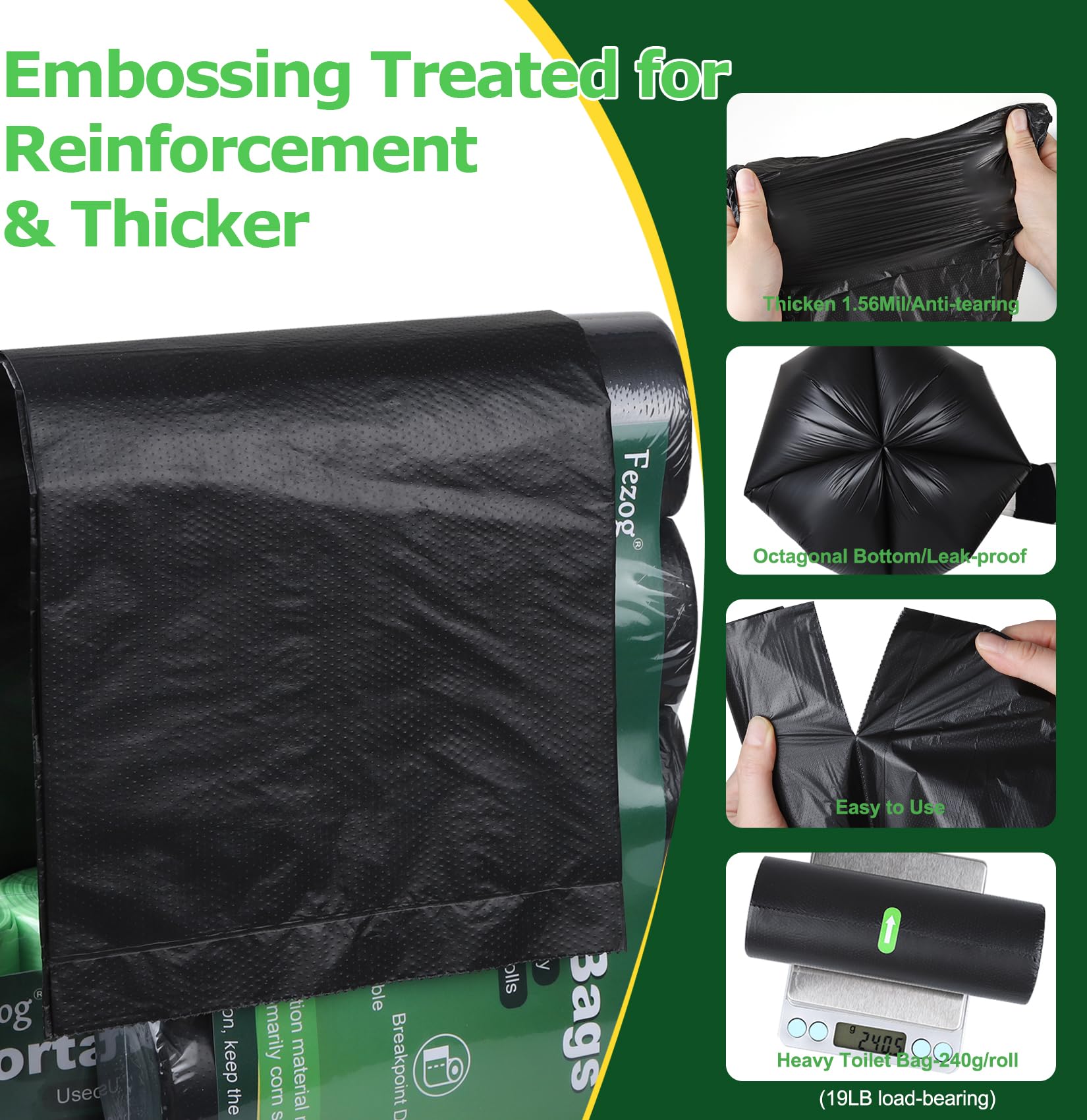 Bolsas de inodoro portátiles, bolsas de inodoro de camping de 8 galones, bolsa de basura a prueba de fugas para viajes, 1.5 mil (negro-120 unidades)