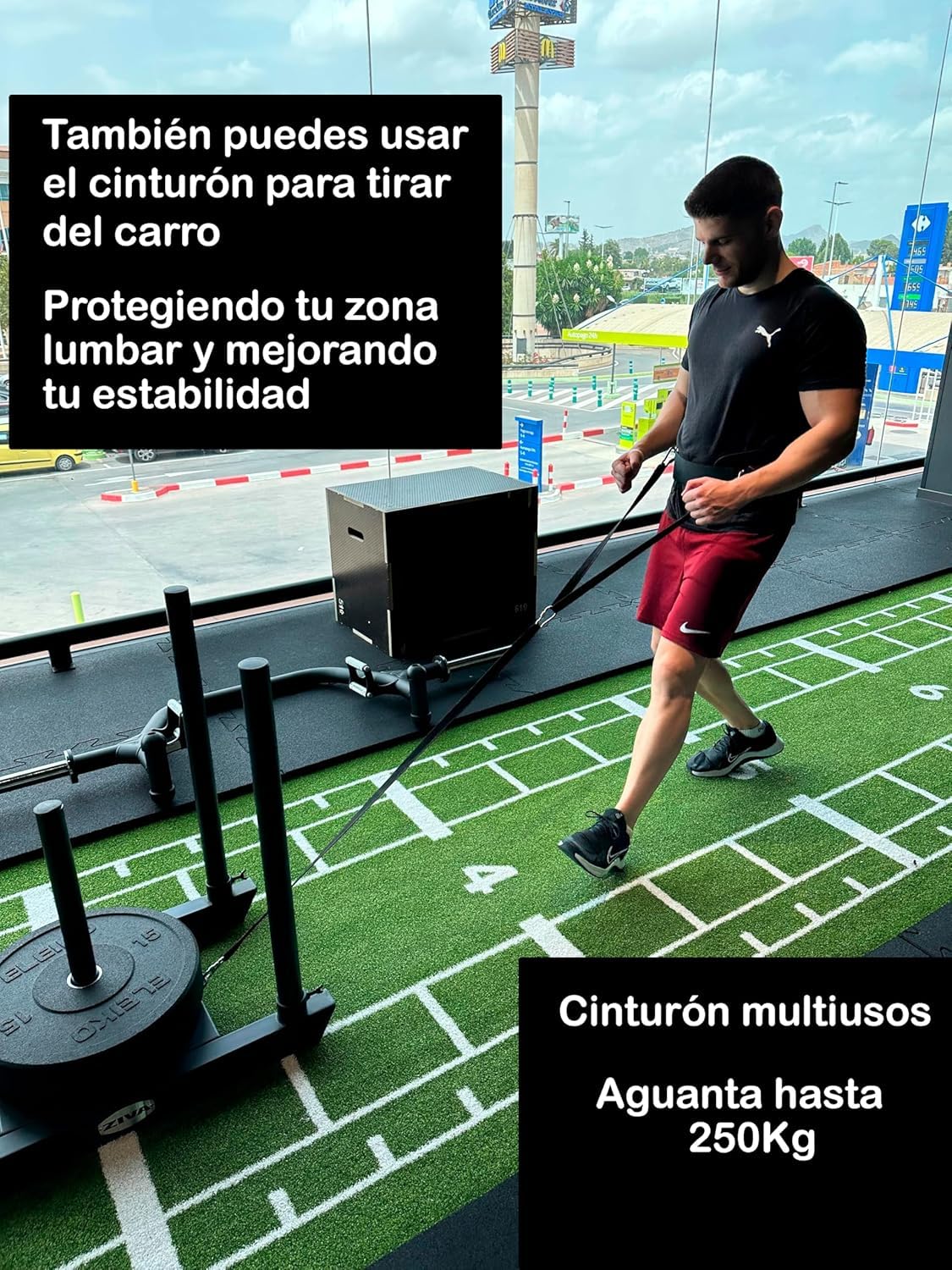 Cinturon Lastre Dominadas con 1 Cuerda de 100 cm y 2 Mosquetones Talla Unica | Cinturon de Lastre Gimnasio va Acolchado y Aguanta 250Kg
