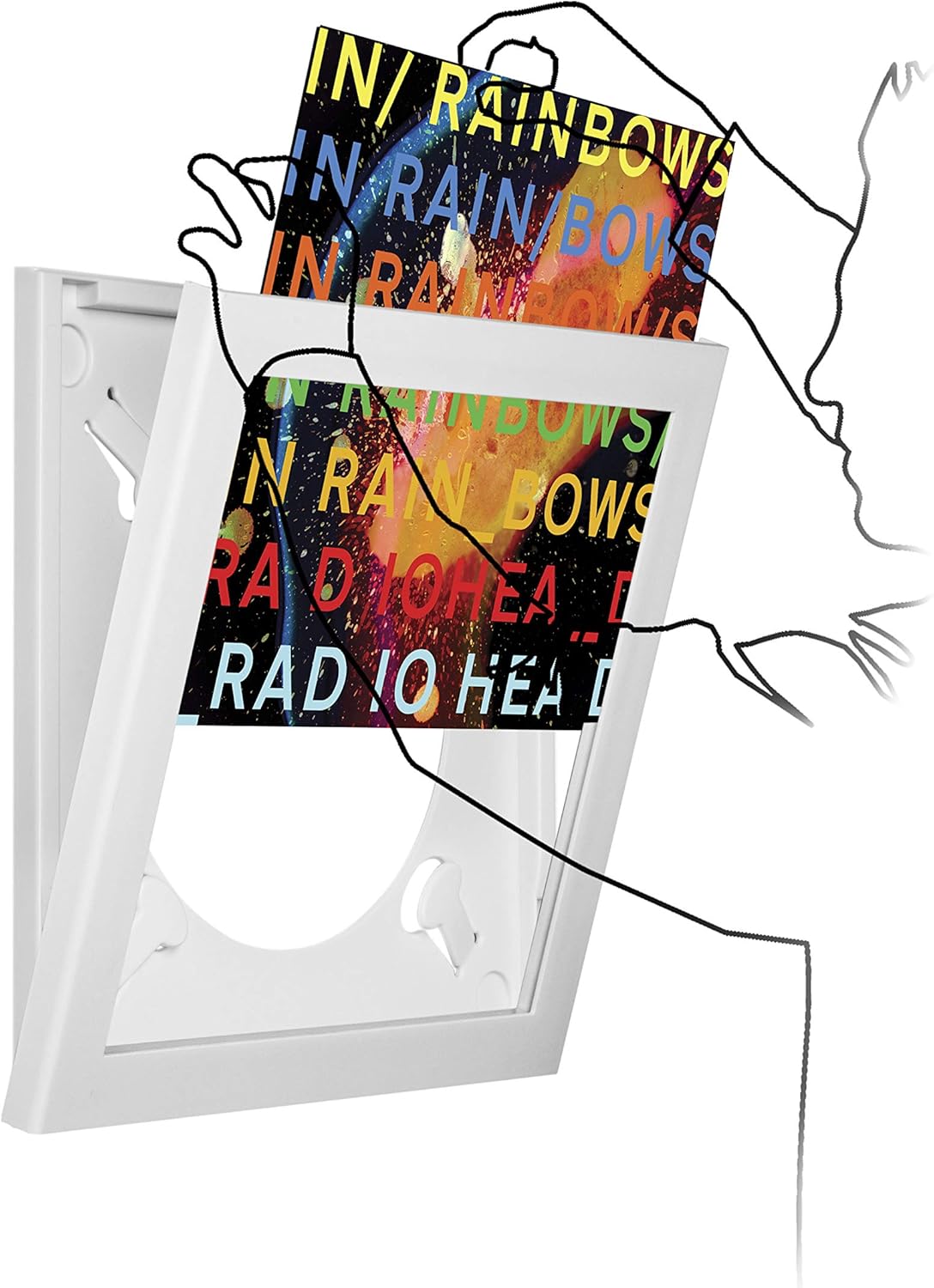 Art Vinyl Play & Display 12″ Vinyl Record Frame – UV-Resistant Wall-Mount LP Frame, Front-Loading Record Holder & Album Cover Display, White