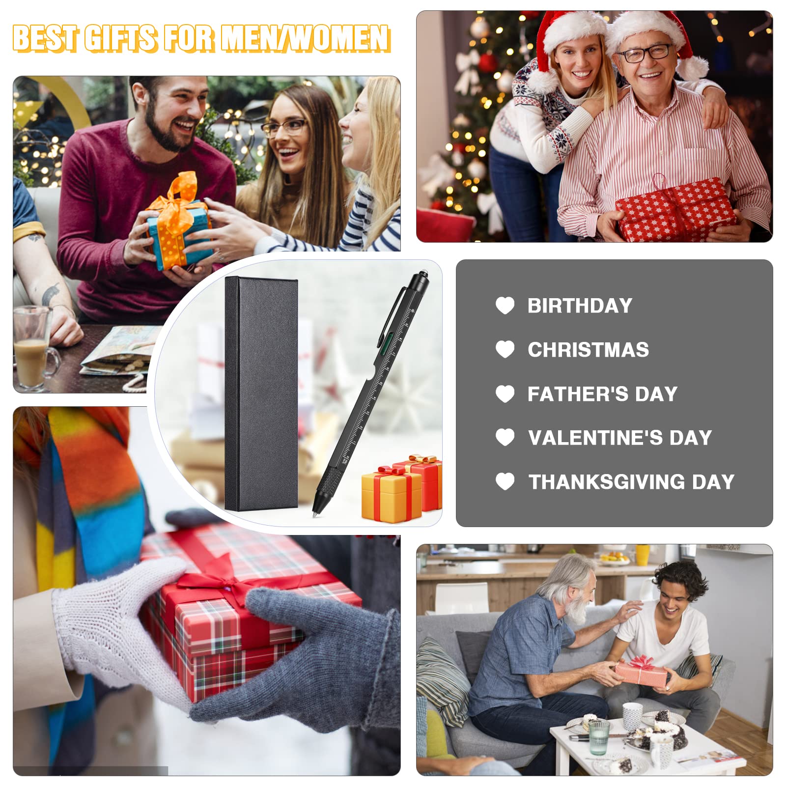 Vinabo 9 in 1 Penna Multifunzione Regalo Uomo Natale Gadget Tecnologici per Lui