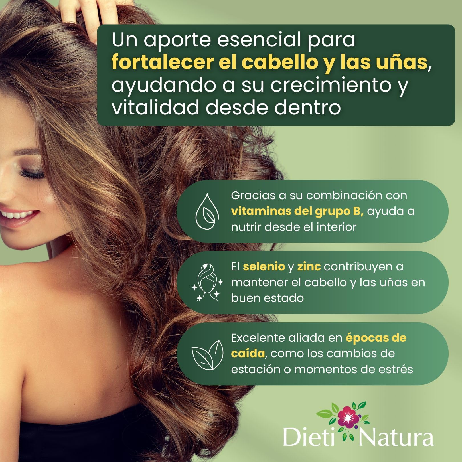 Dieti Natura 200 Cápsulas de Cistina para el Cabello con Vitamina B6 - Vitaminas para el Cabello Mujer y Hombre - Previene la Caída del Cabello - Hair Vitamins (600 Cápsula)